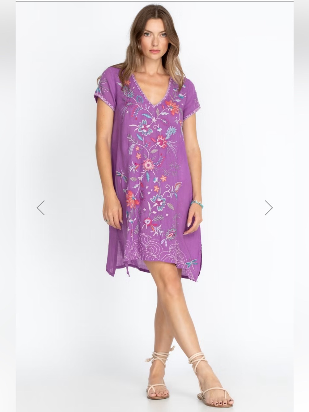 Johnny Was Workshop Purple Phoebe Drape Tunic Dress XXS